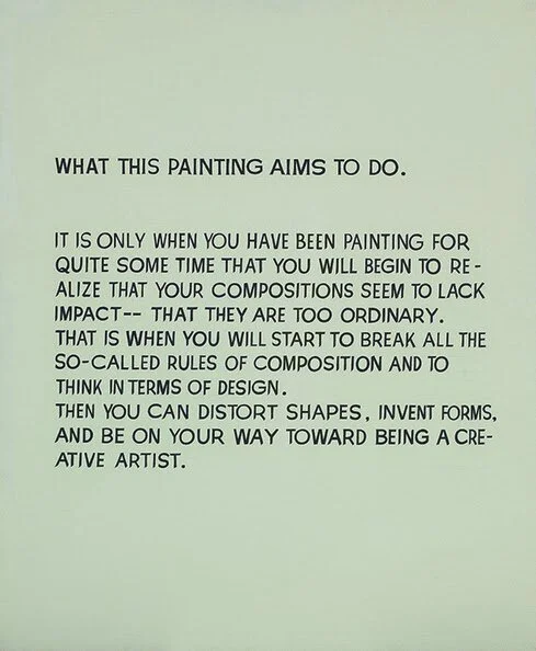 John Baldessari. WHAT THIS PAINTING AIMS TO DO, 1967. Acrylic on canvas, 67.7 x 56.5 in