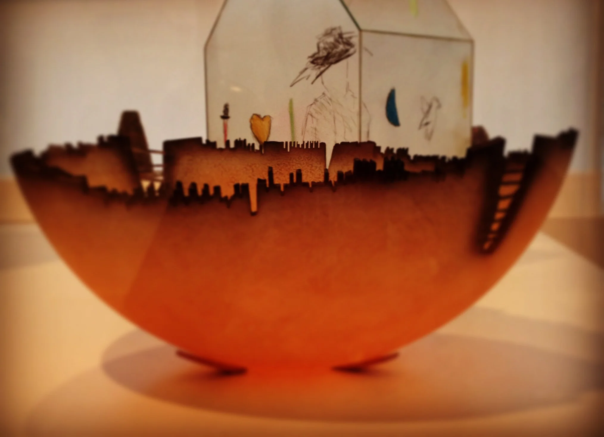 Jay Musler. Cityscape. Blown and engraved glass. Collection of LACMA (Los Angeles County Museum of Art)