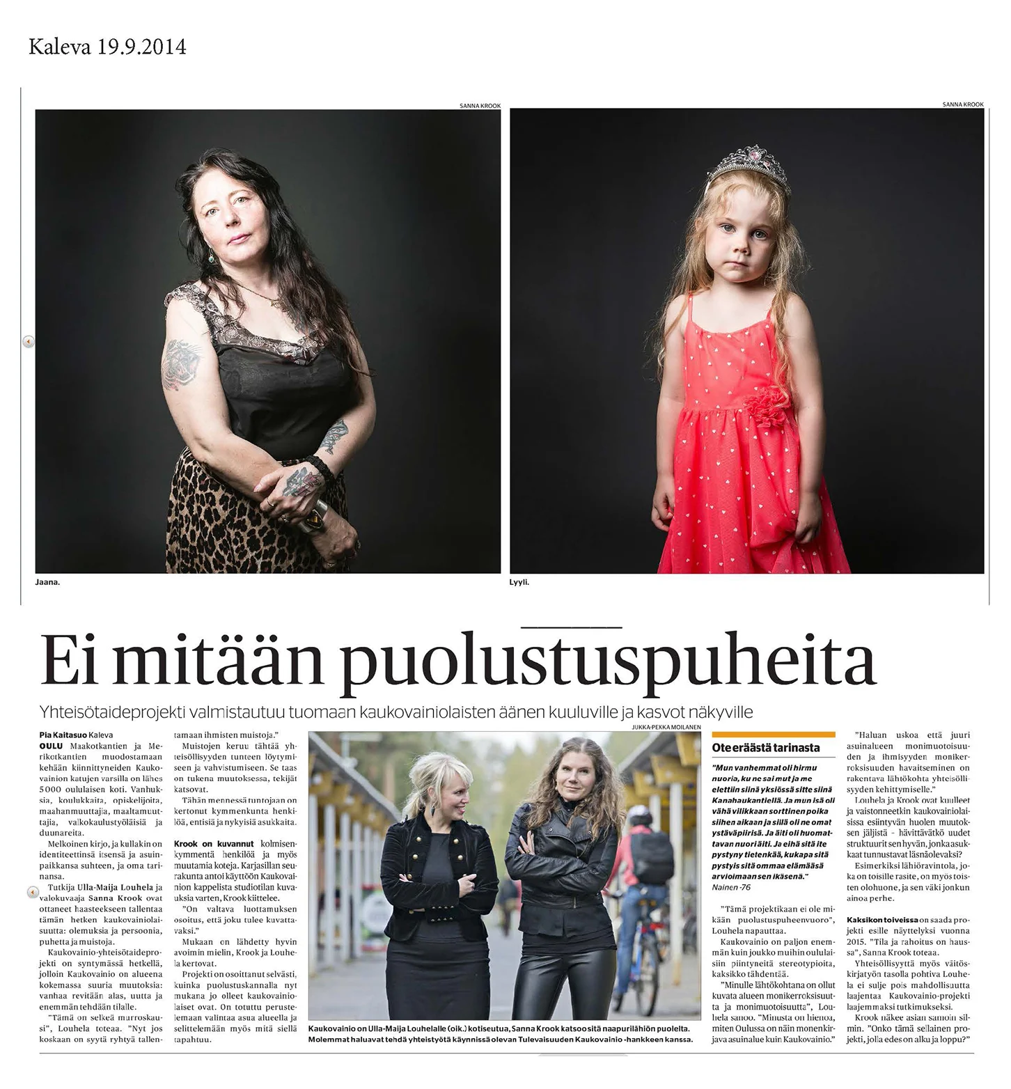 Juttu Kaukovainio-projektista Kalevassa 19.9.