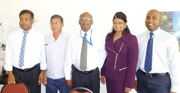 (Left to right) Workshop facilitator, Dr. Latchmin Narain; Guyana Foundation Trustee, Stanley Ming; Guyana Foundation Trustee, Eric Phillips; Guyana Foundation Founder, Supriya Singh-Bodden and Managing Director, Anthony Autar