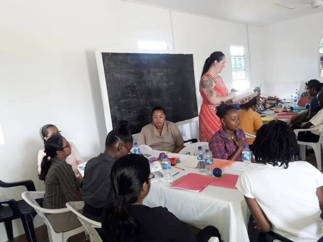 Ms. April Clayton, one of the Psychology students of the William James College conducting a training session.
