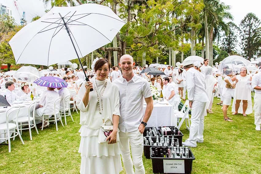 Corporate guests of Cuisine on Cue with their outfits on Cue. 