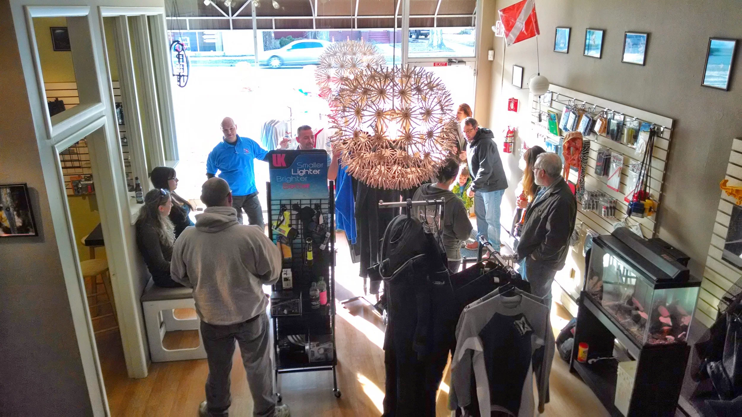 View of showroom floor front loft in new store.