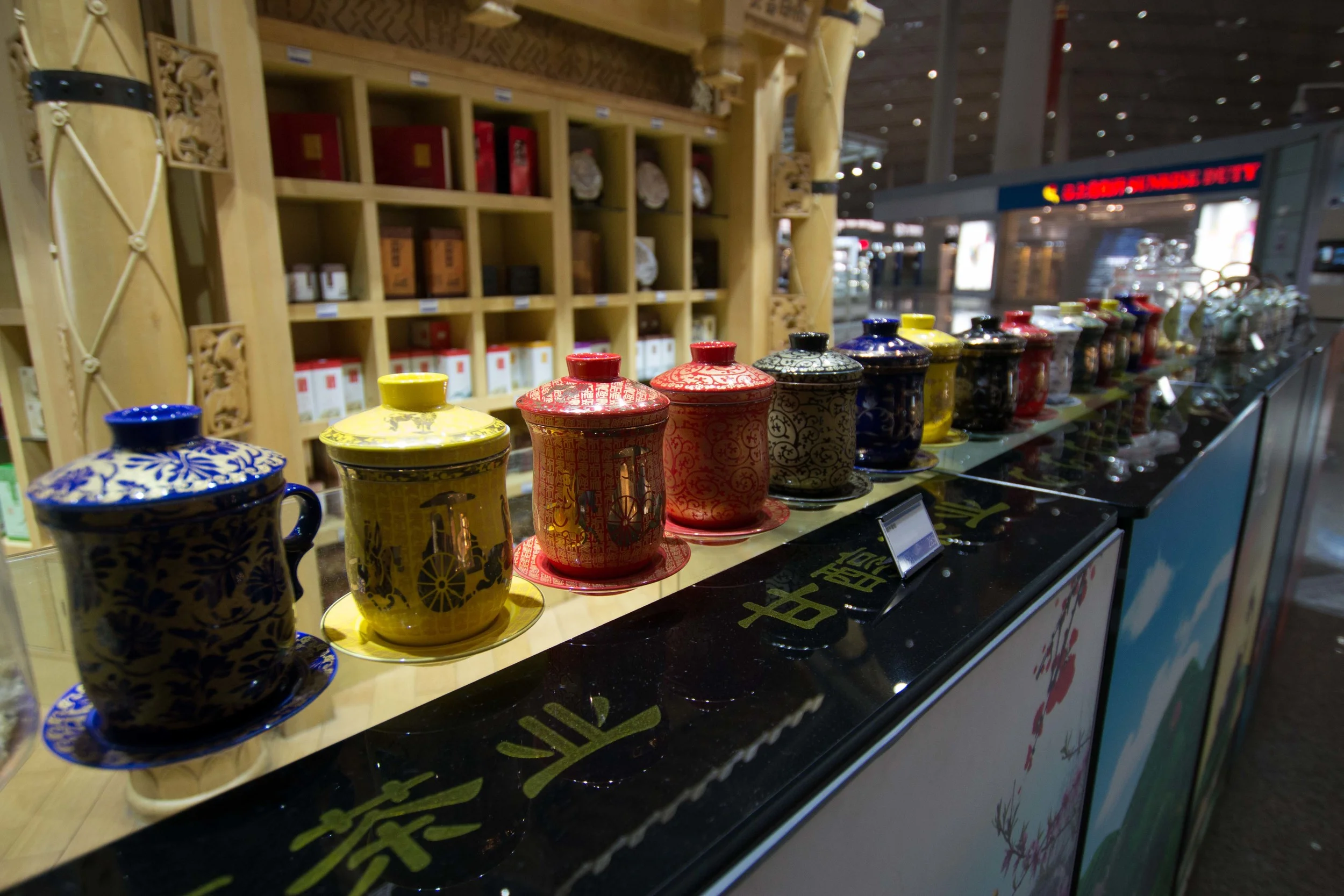 Pretty tea mugs at the airport