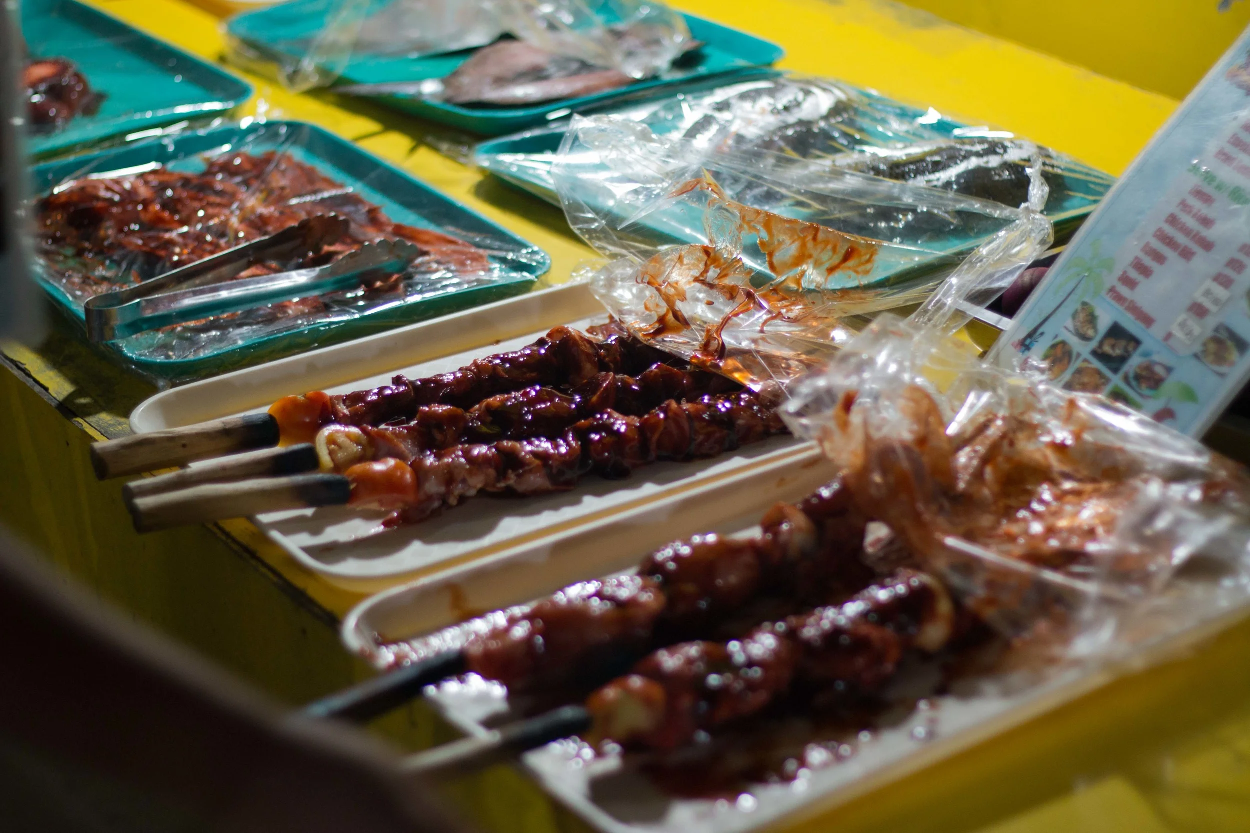 The delicious eats ready to go on the grill