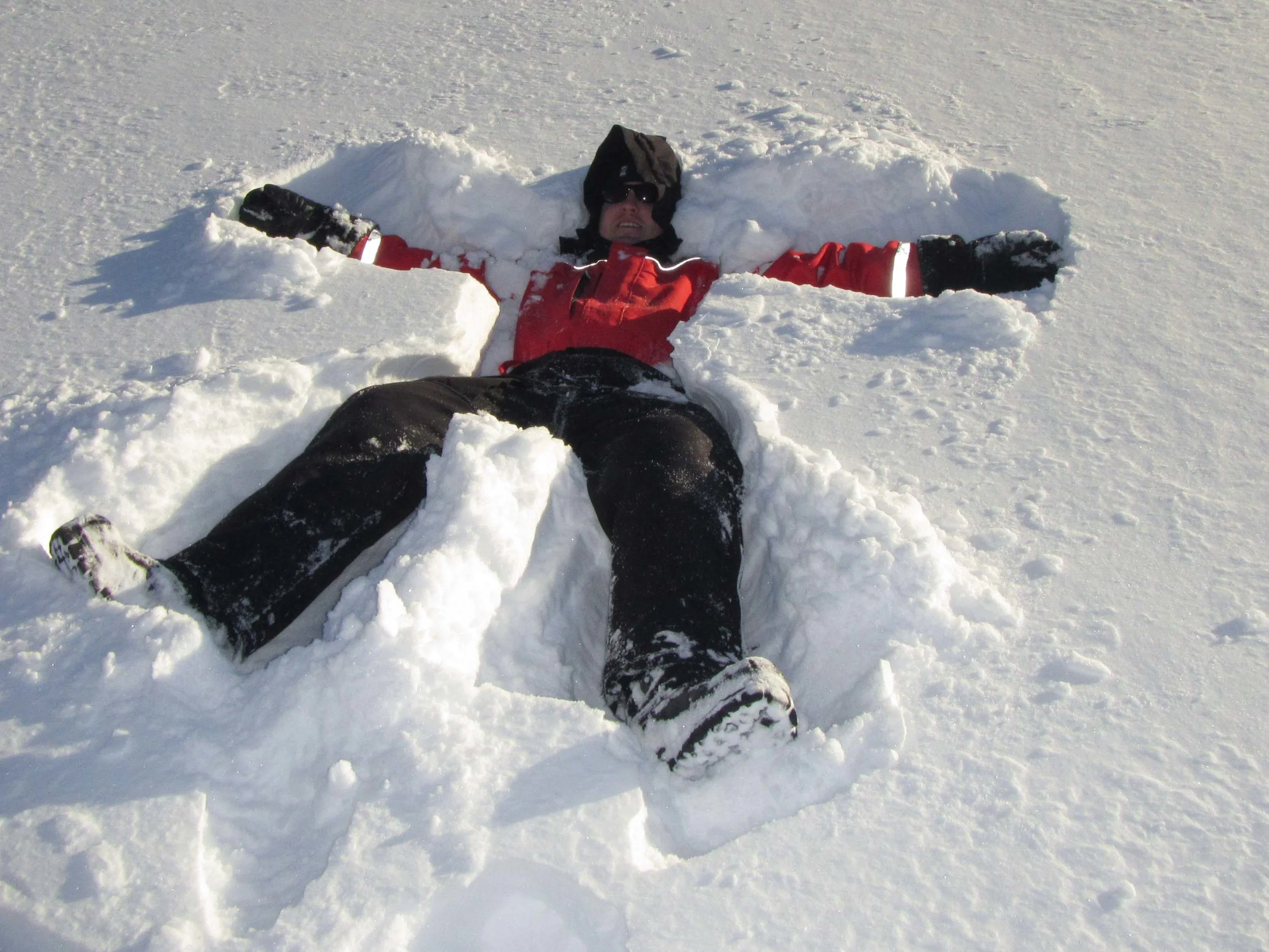 Aaron after he jumped into the fresh snow