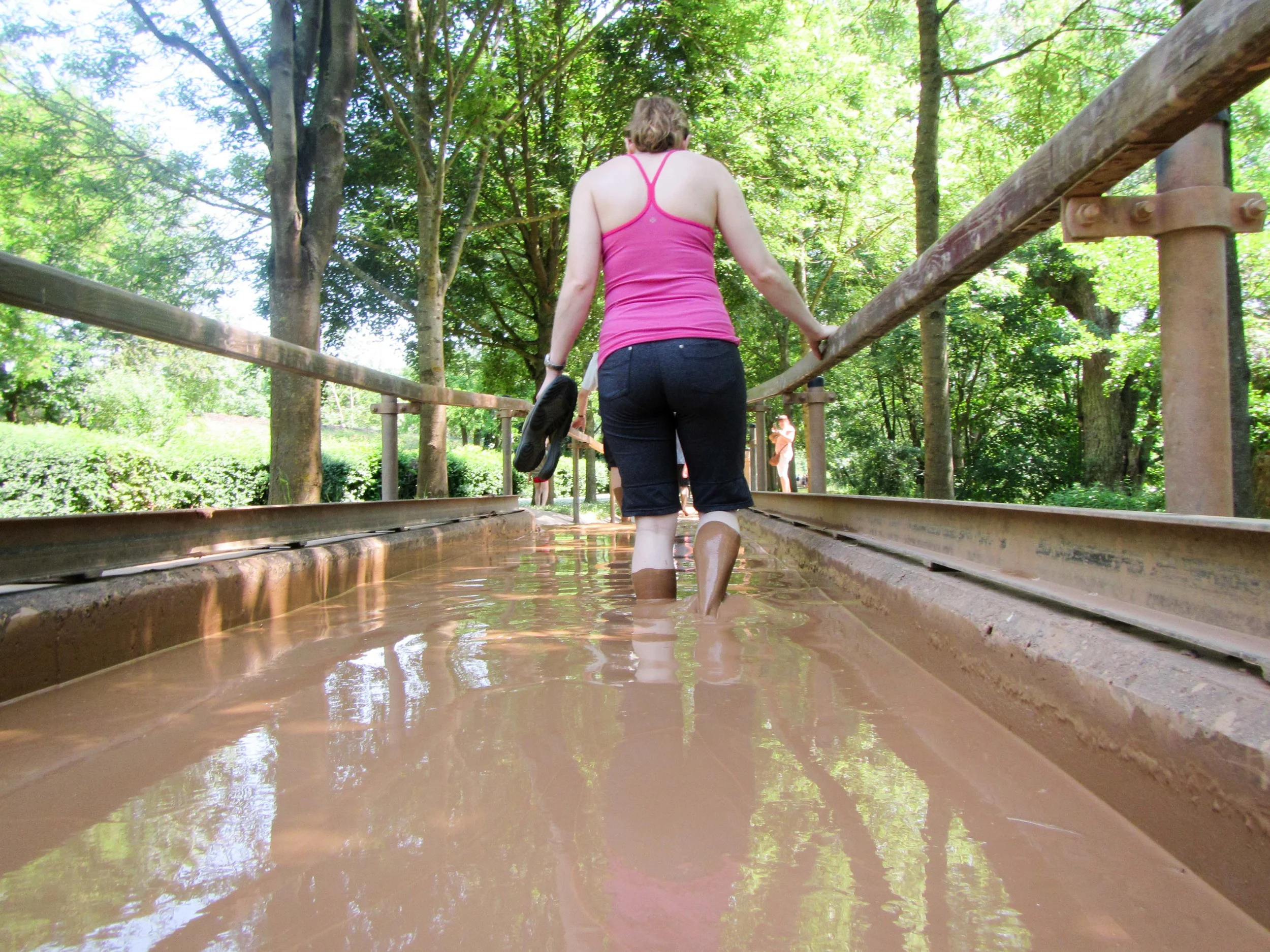 Clay bath. It was cold, slippery, slimy, and oddly enjoyable. The kids there loved it!