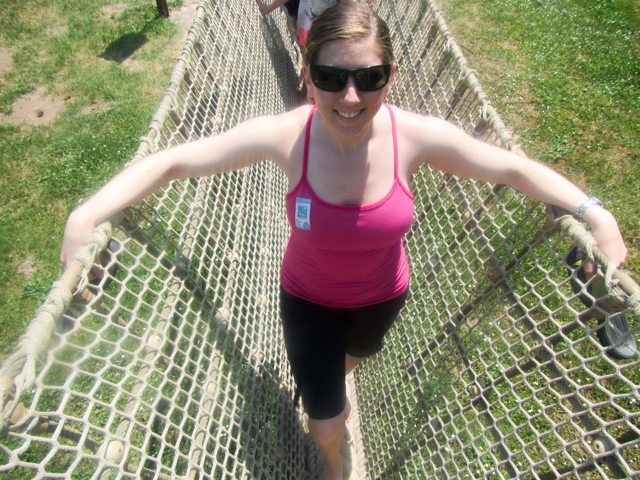 Crossing the suspension bridge