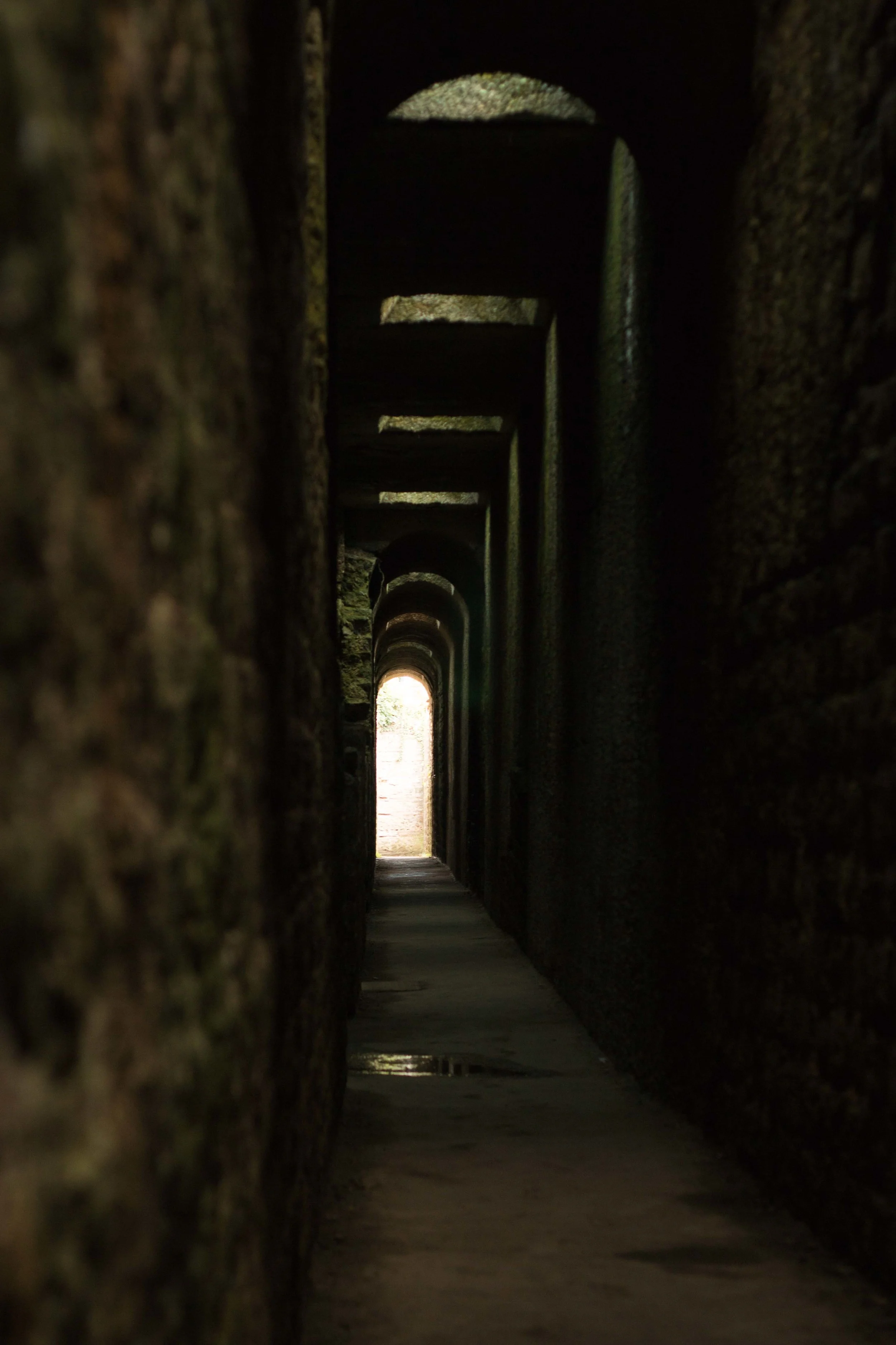 Long, narrow tunnel underground