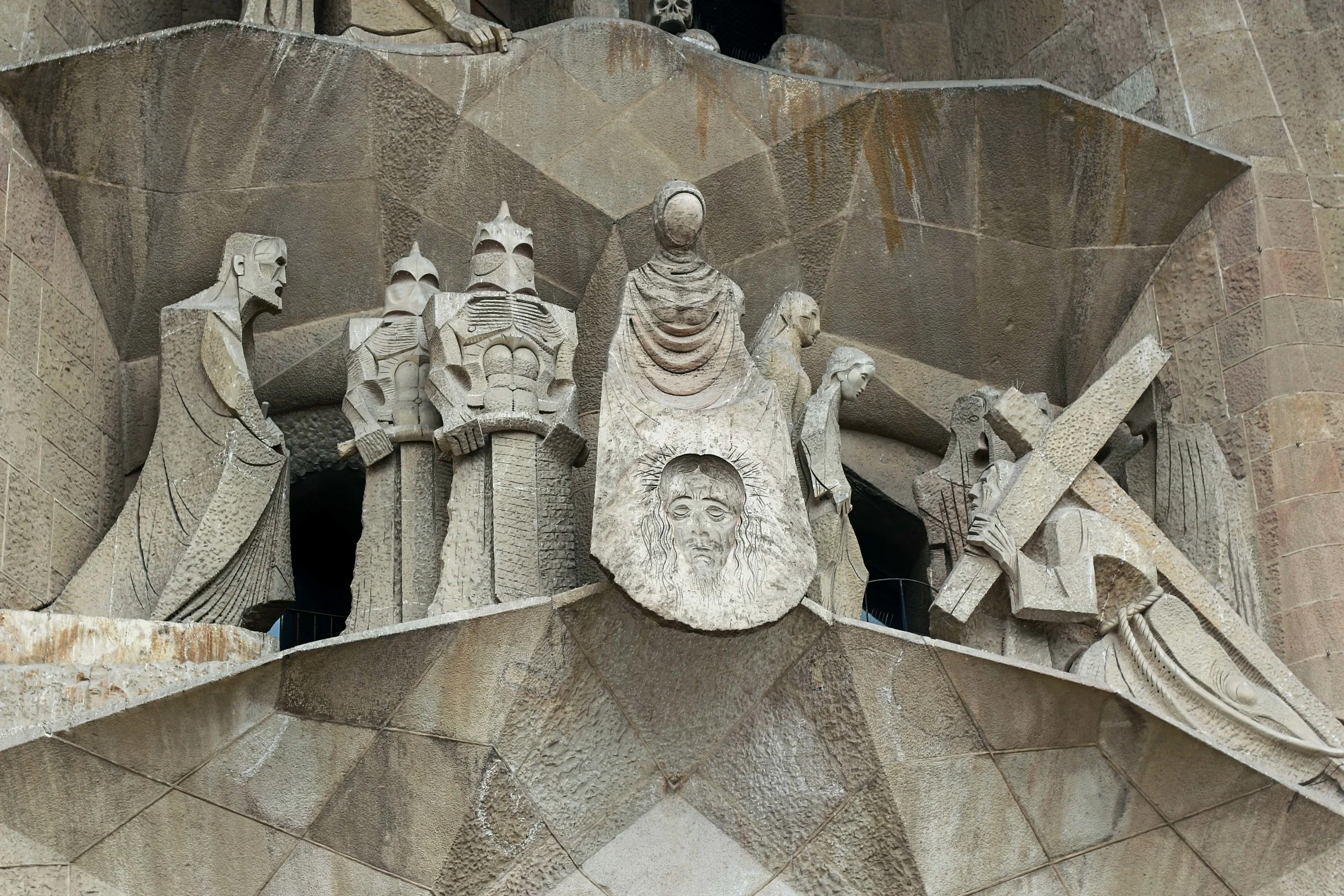 DETAIL OF THE PASSION FACADE - VERONICA WIPES THE FACE OF JESUS