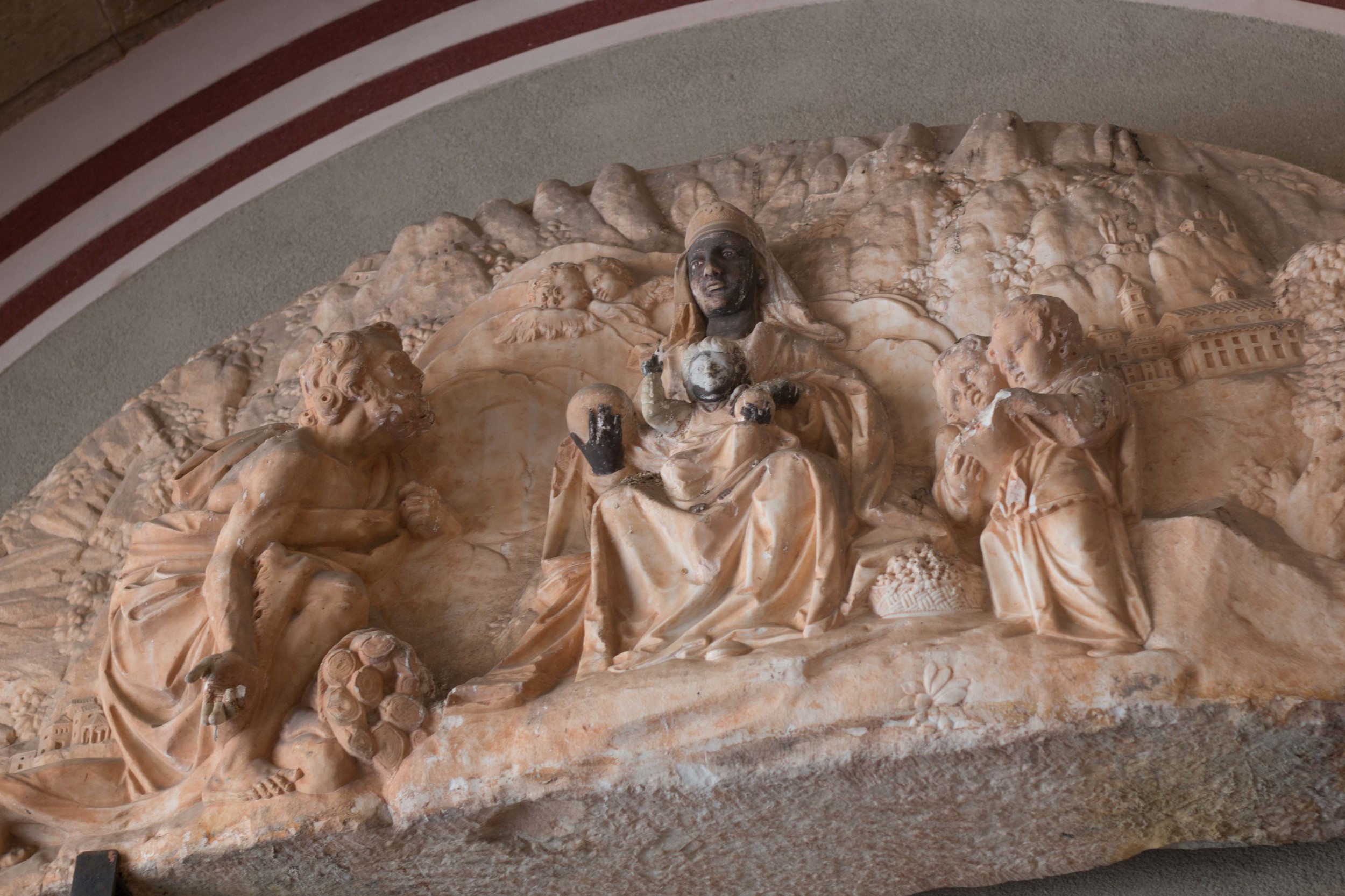 Carving above the door to access the Black Madonna