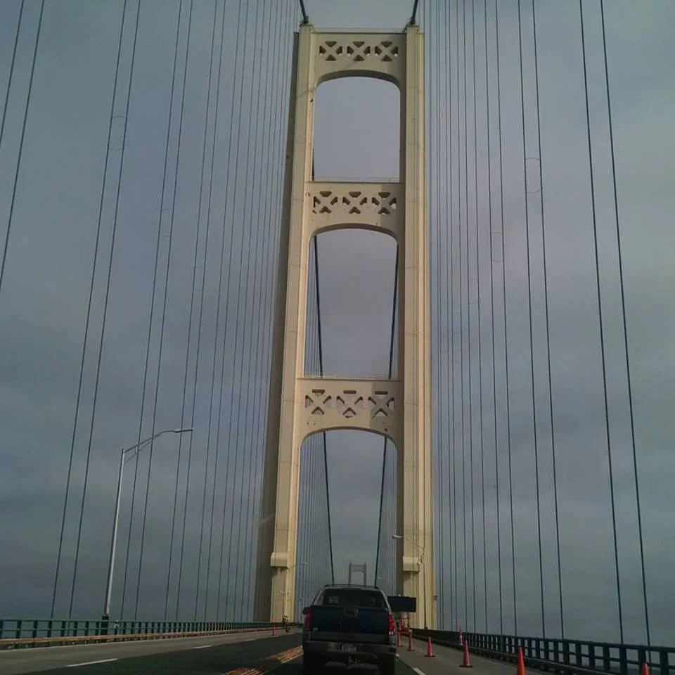 Somehow, this is the only picture of the BRidge that I have, and because we were driving, it's crooked.