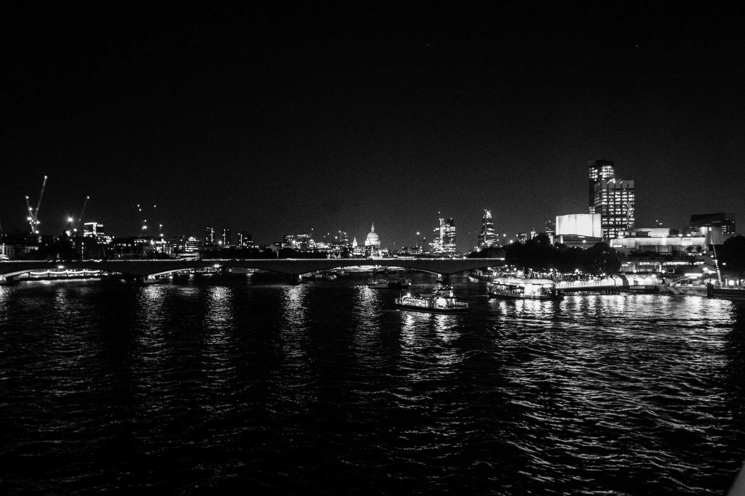 London at night along the Thames
