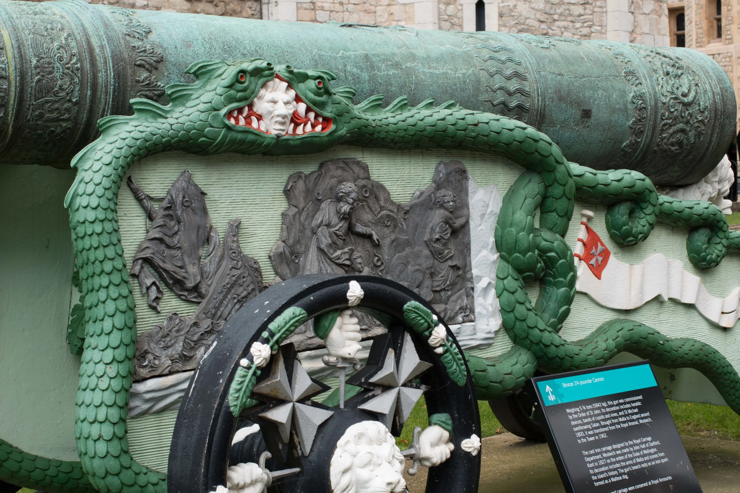 Elaborate carvings on one of the cannons