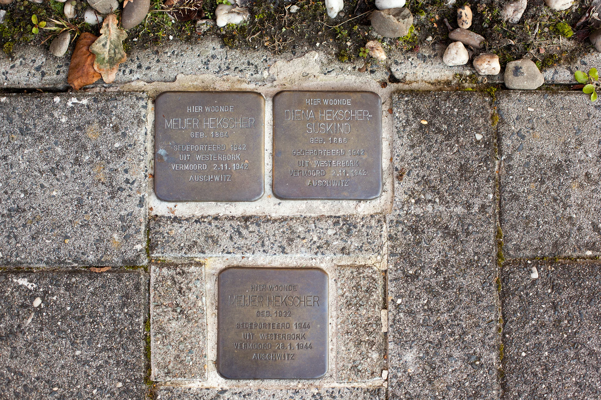 Two parents and their child deported from Assen, the Netherlands, to Westerbork. They were all murdered in Auschwitz. Their son survived two years longer than his parents, but was only 12 years old when he was killed. IMAGE COURTESY OF SARAH HUGGARD PHOTOGRAPHY