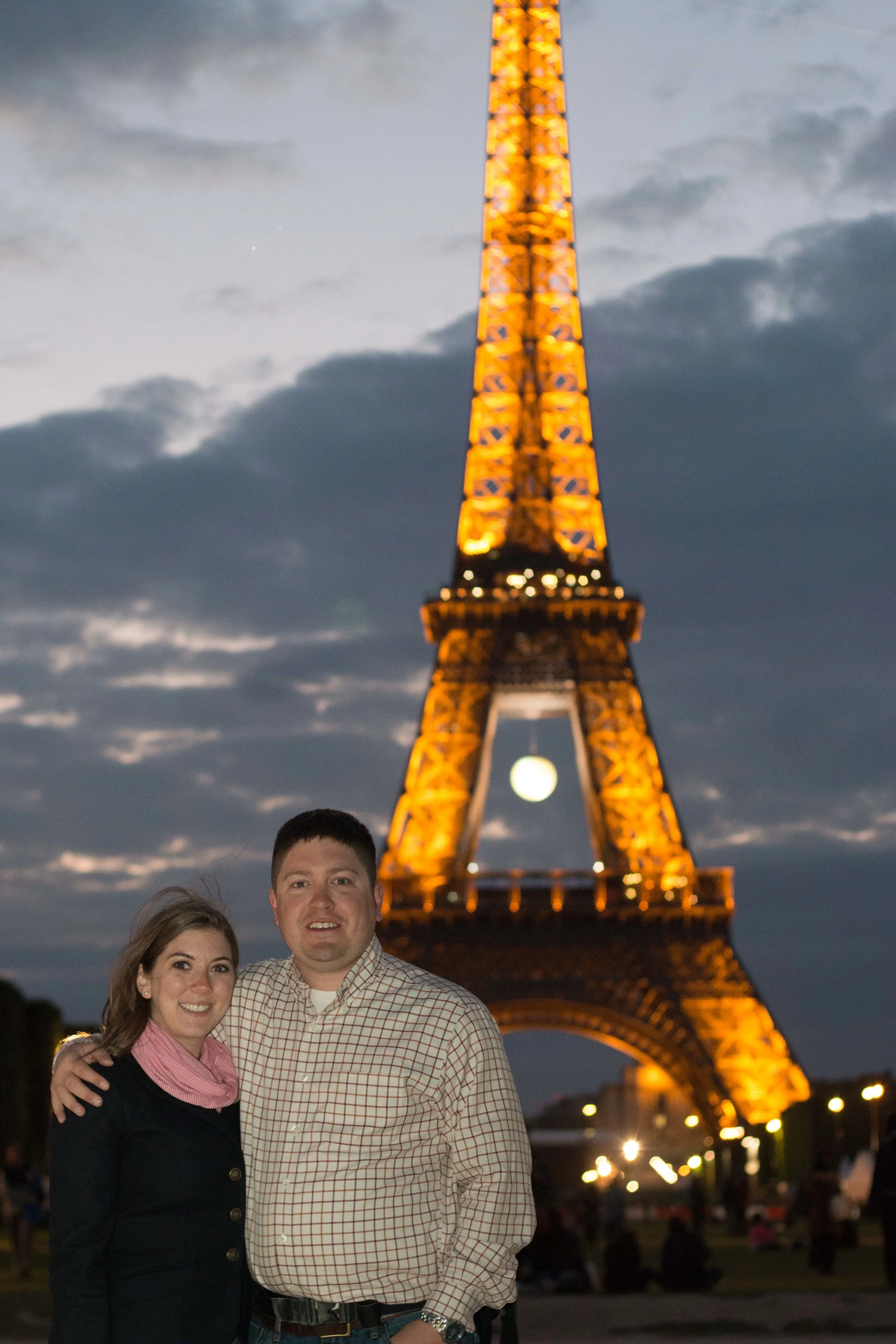 Aaron and I in front of the Eiffel tower, it was windy!