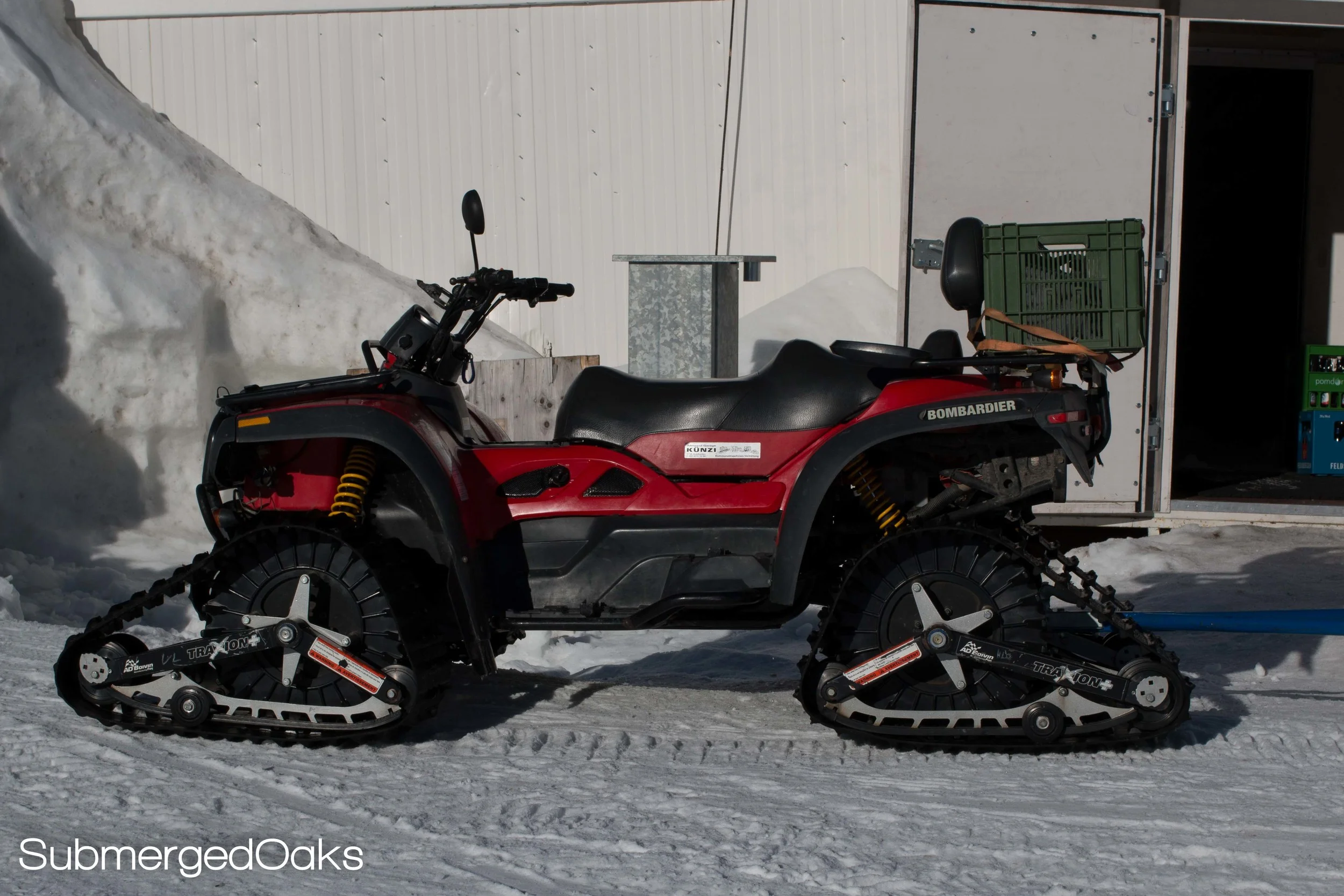 Four wheeler with mat tracks, 'cause the Swiss don't mess around!