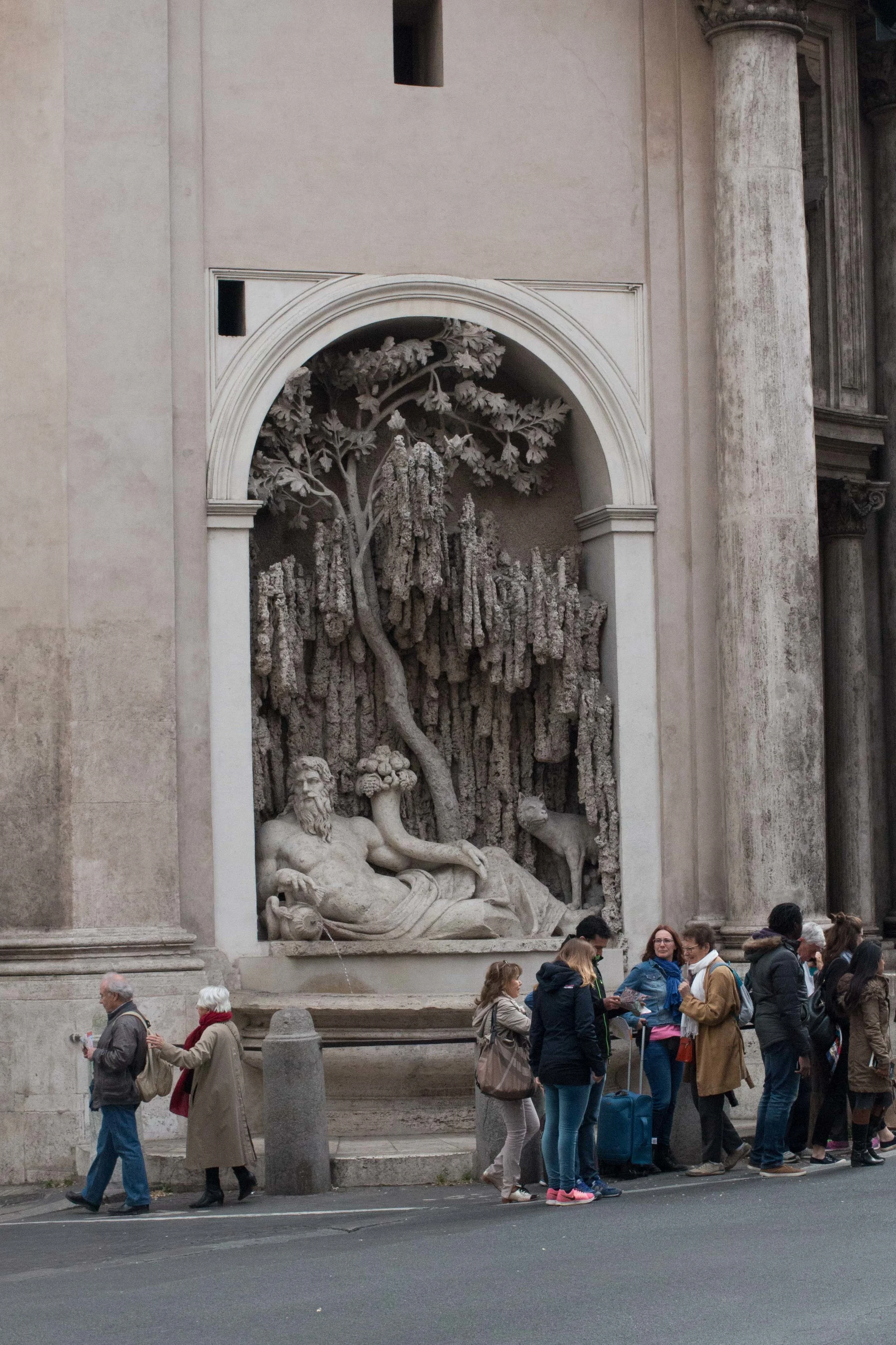 Fountain at Quattro Fontana depicting the River Tiber
