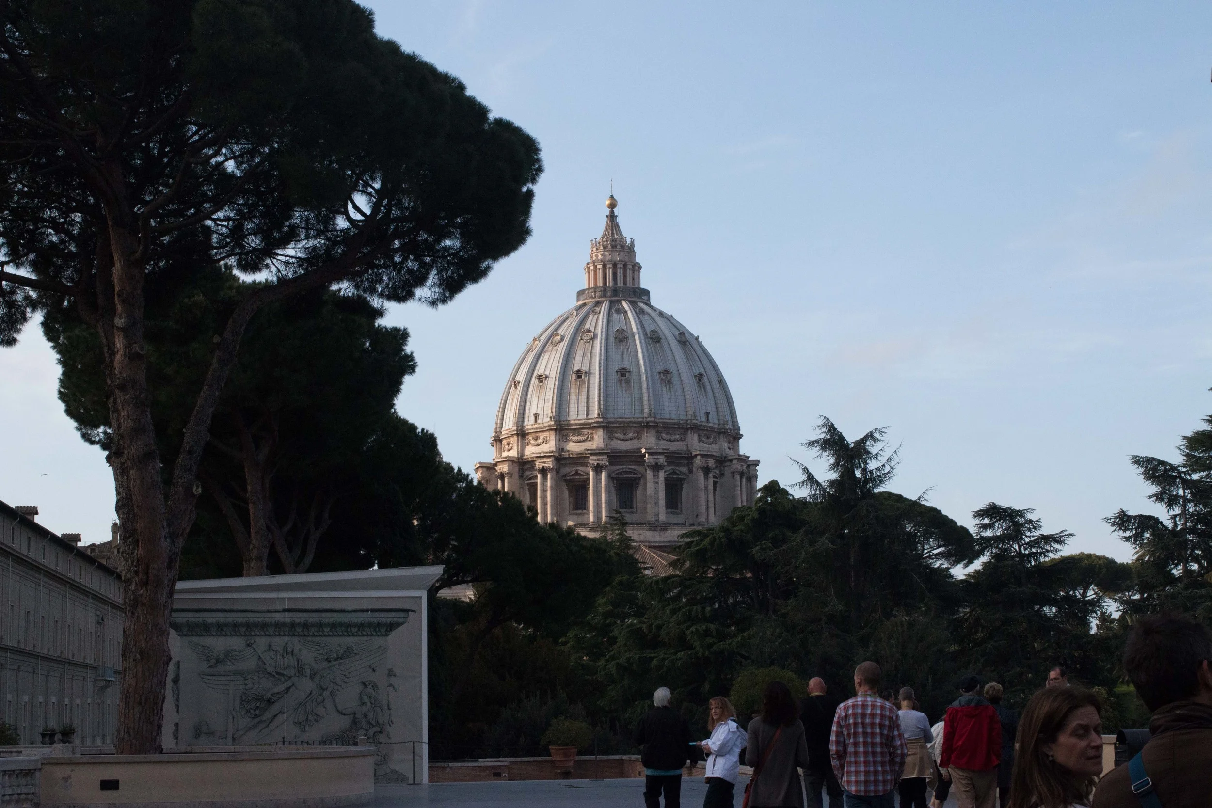 View of St. Peter's Dome from the promenade at the Vatican Museums