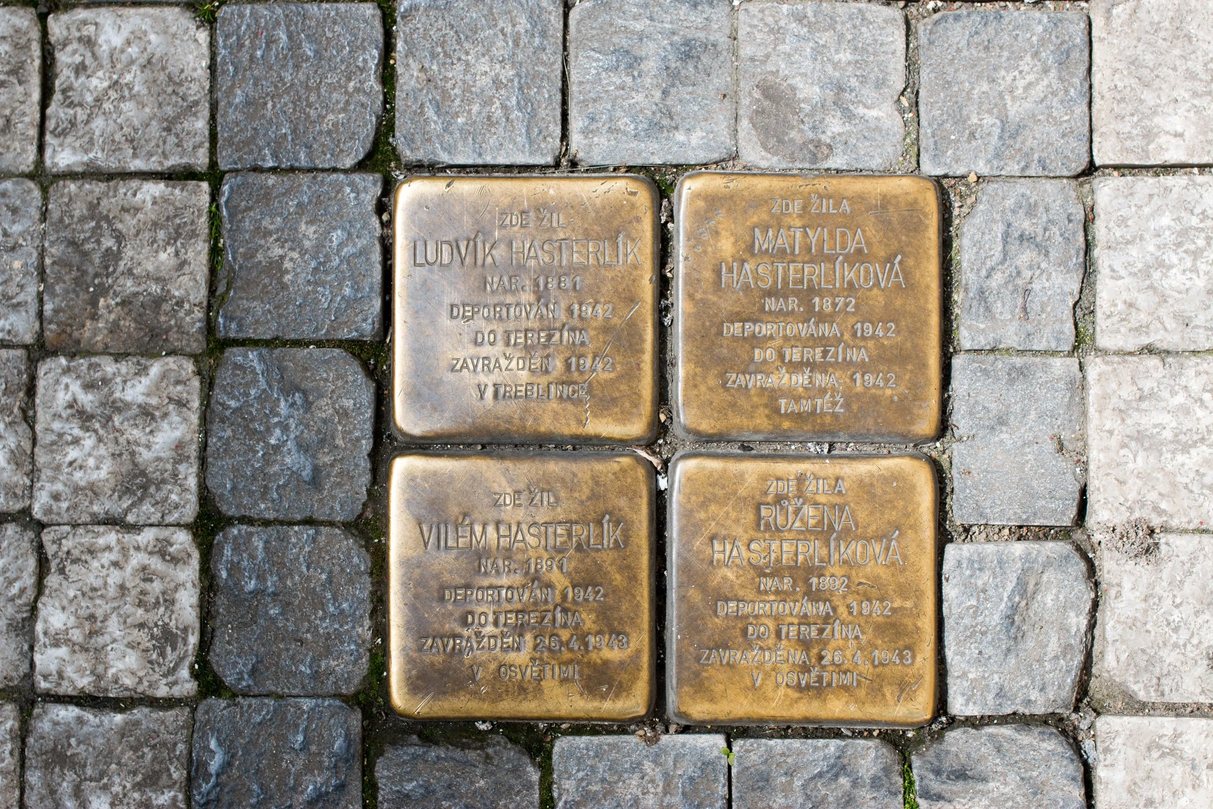 Prague. Two Brothers and their wives deported in 1942 (top) and 1943 (bottom) to Theresenstadt. One brother was then sent to Treblinka where he was murdered in 1942, while his wife was murdered at Theresenstadt. The younger brother and his wife were later sent to Auschwitz and killed in 1943.