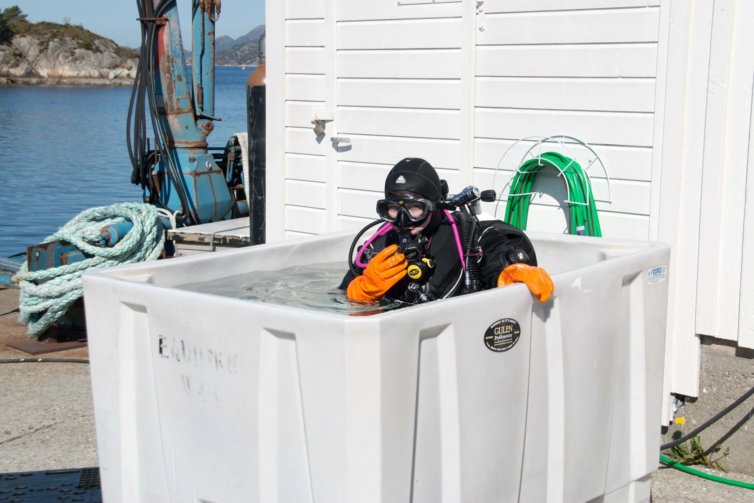 Rinsing off after a dive