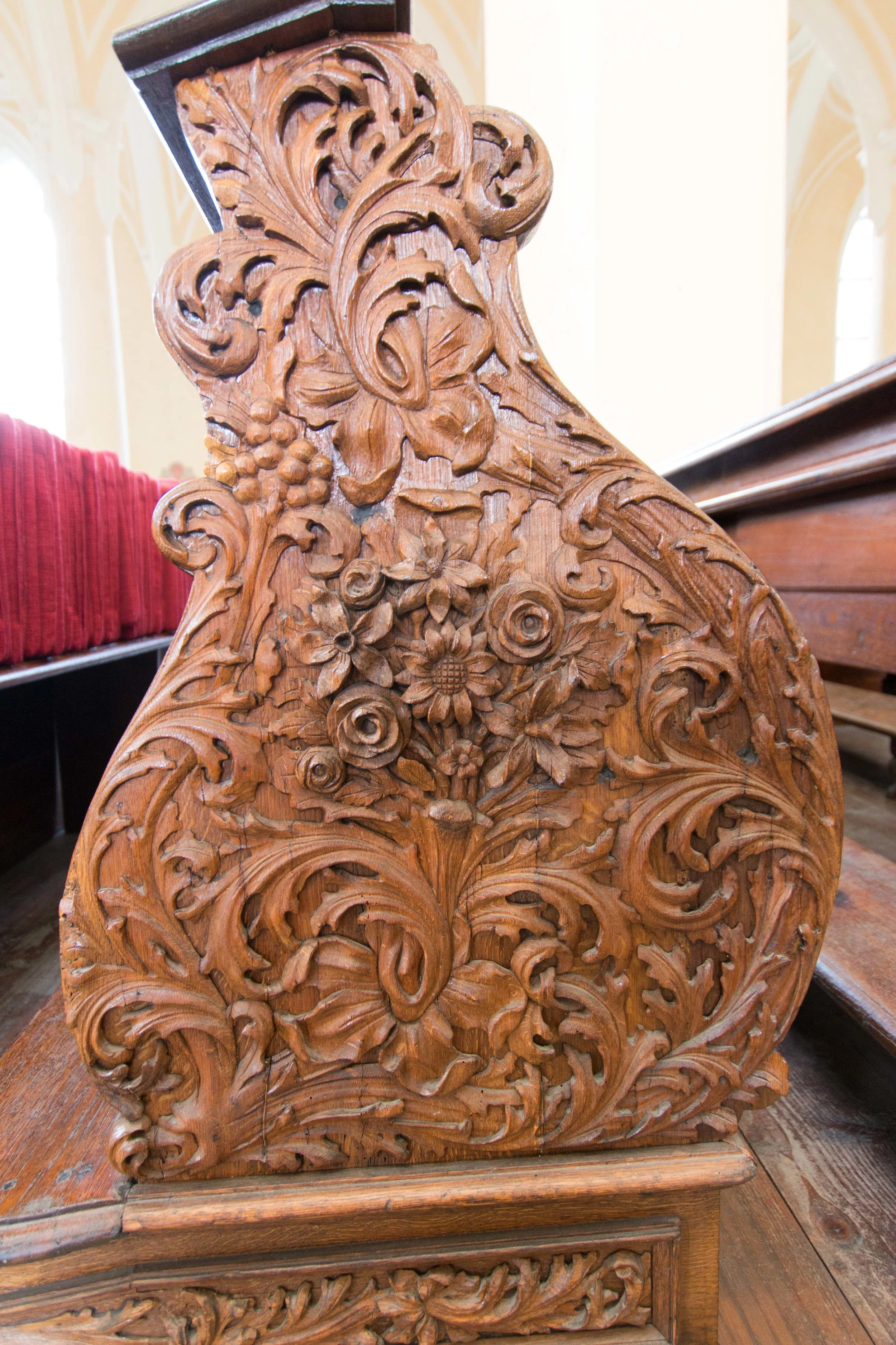 Beautiful carving on the pew ends