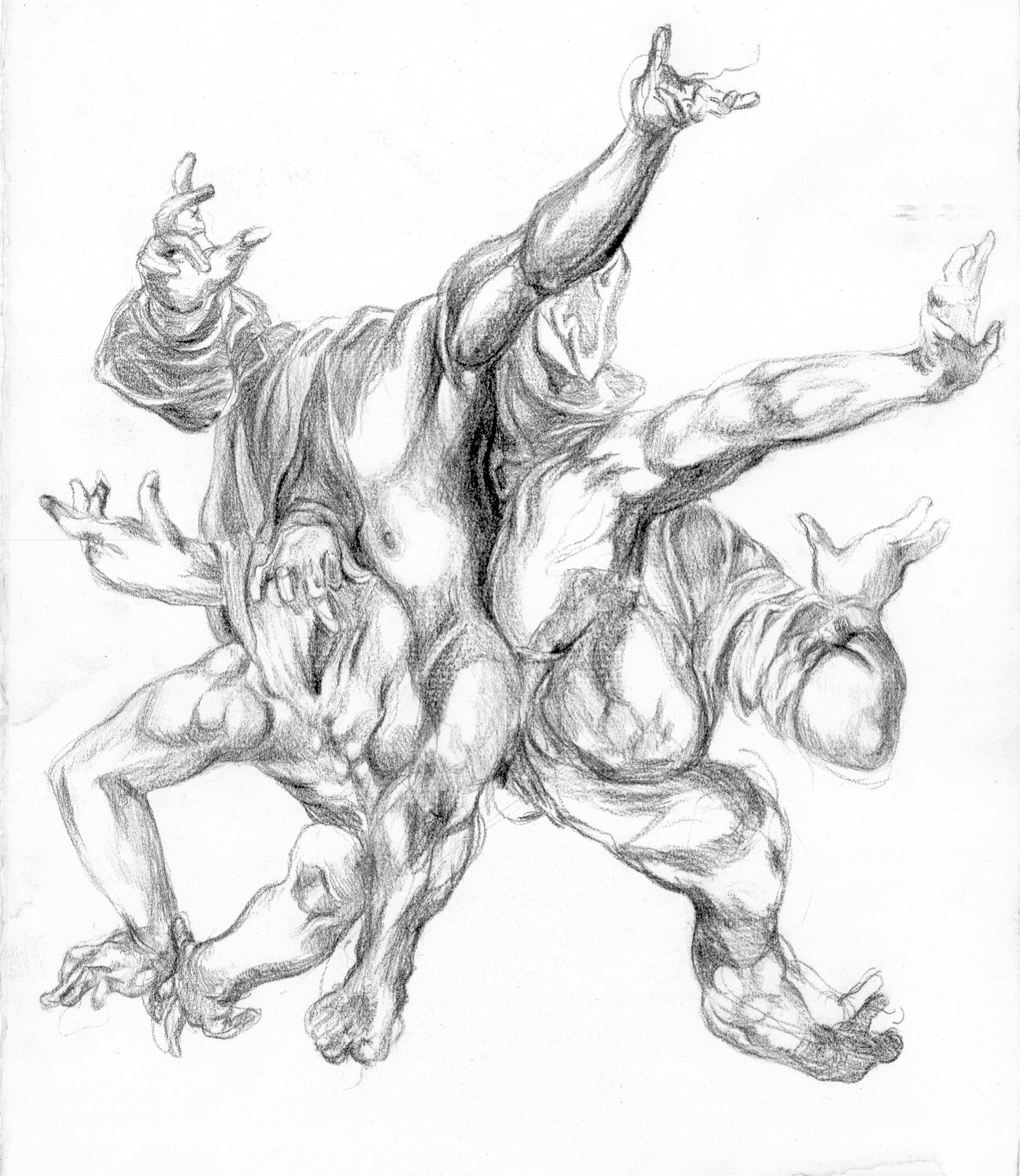 “The Raising of Lazarus” This work revolves around the act of Iconoclasm. An exploration of what it is to take an image and break it apart, reconstitute and recontextualize it. The words of Hans Bellmer; “the body is like an anagram that is waiting to be rearranged,” have always resonated with me, and this idea of manipulating existing images also applies to my manipulation of the human body. How far are we as artists able to push the human body before it ceases to symbolize the human? The Raising of Lazarus is the Biblical theme that defies belief, that challenged contemporary viewers to believe the unbelievable and to teach the illiterate members of church congregations not to question the teachings of the bible. This work aims to subvert and challenge the idea of the believable. Hands become a vehicle of expression that explode out of the frame towards the viewer, become distracted, lose their grip and explore the flesh that surrounds them.