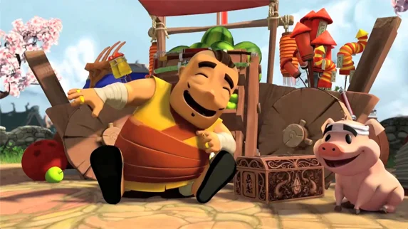 Project: Fruit Ninja. Responsible for: Character animation on the Gutso and pig characters but not that of the old man.