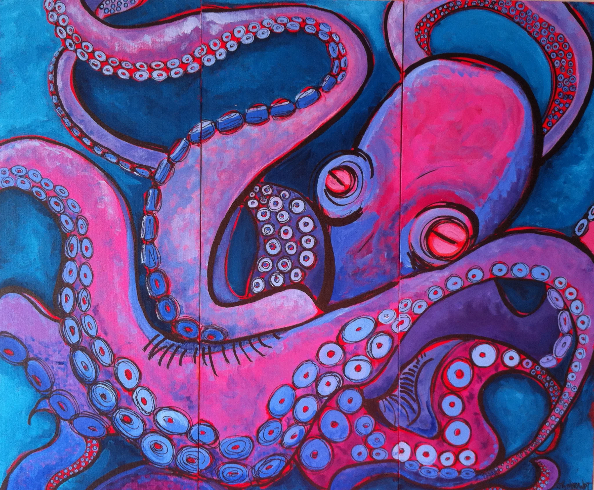 "Sucker" 2013; Triptych 36x48 Sold