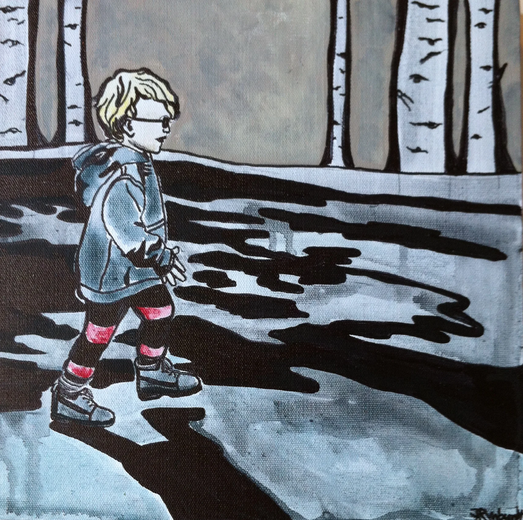 "Max (Spring Puddles)" 2012 12x12 Watermedia on Canvas NFS