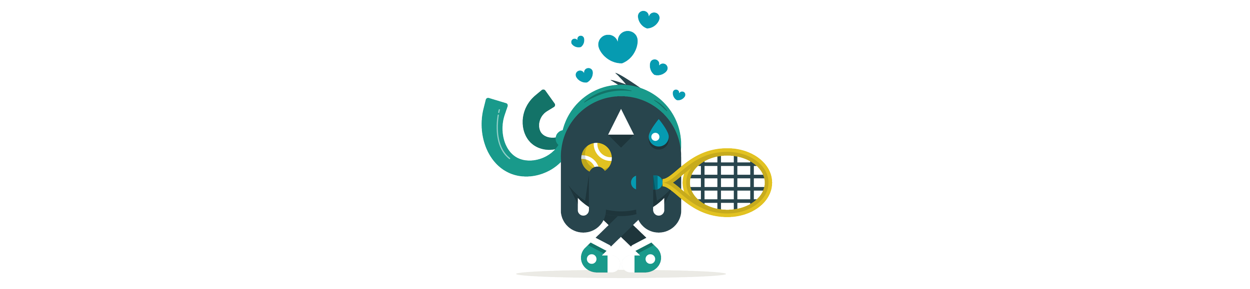 Illustration representing group private tennis lessons for four players in New Jersey.