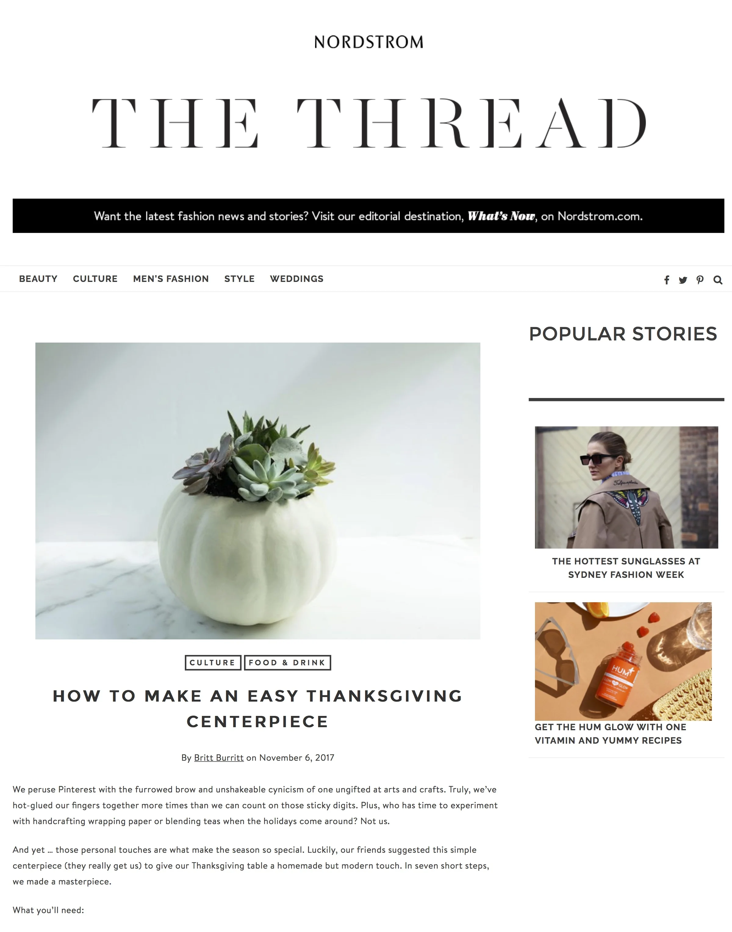 How to Make an Easy Thanksgiving Centerpiece | Nordstrom Fashion Blog.jpg