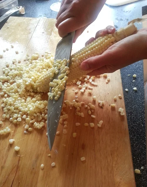 My corn kernel cutting method