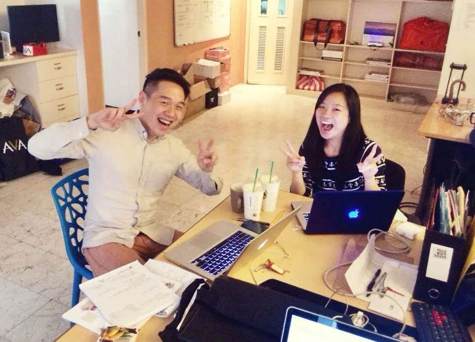 Action Stack Intern Korina Gaw poses with her boss, Walter Wong.
