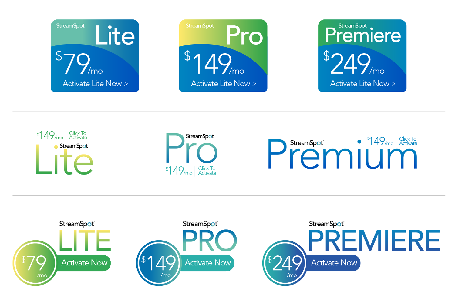 3 different options for buttons to be used in Hubspot, the last row was chosen