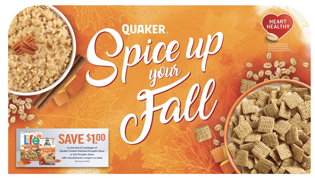 Quaker POP Header card for fall skus, photo comps, backgrounds & design @Hauggard