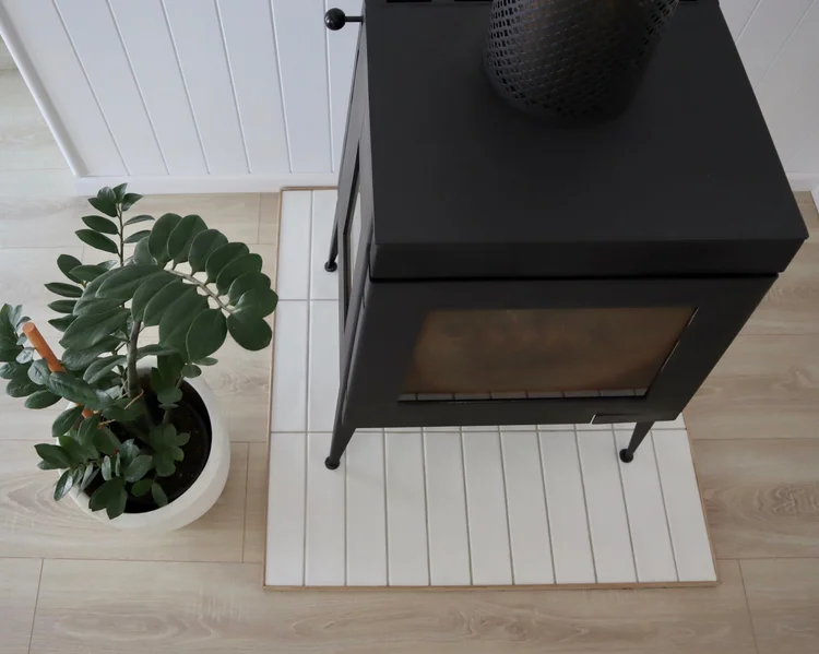 Tiled fireplace hearth — Little Red Industries