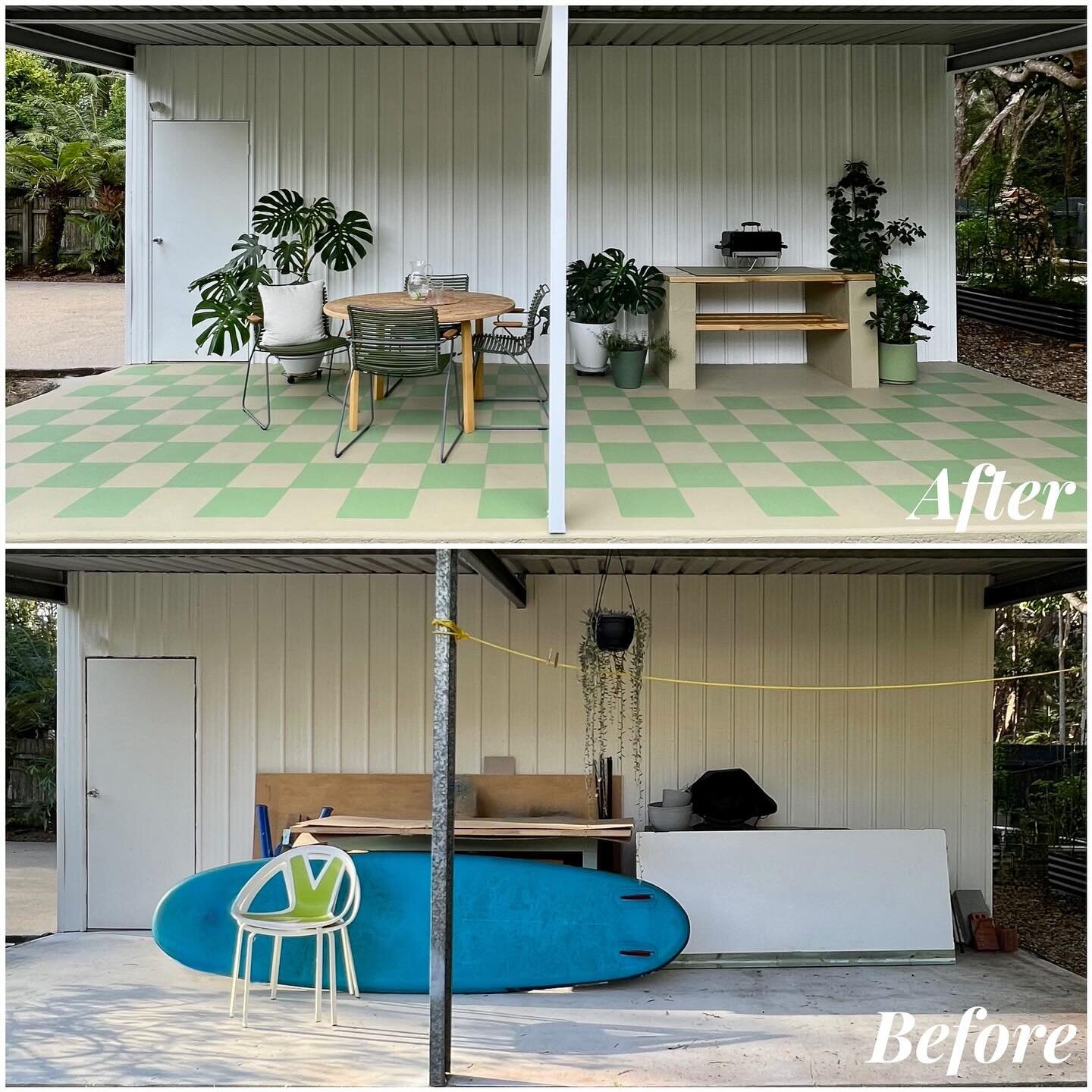 ⁠What did it take to flip my daggy carport into this cool summer retreat? Just paint! ⁠
Swipe to see the before-and-after results&hellip;⁠
&bull; First I spruced up the surrounding walls and posts with Weathershield in Dulux Vivid White.⁠
&bull; Then