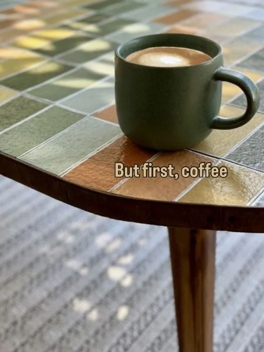Happy International Coffee Day! Here&rsquo;s to the origins, the craft, the joy in every cup and my in-house barista 🥰 ⁠
👉🏽 Like my coffee table? It&rsquo;s made from painted cork. Click through my bio to see how to DIY.⁠
⁠
#InternationalCoffeeDay