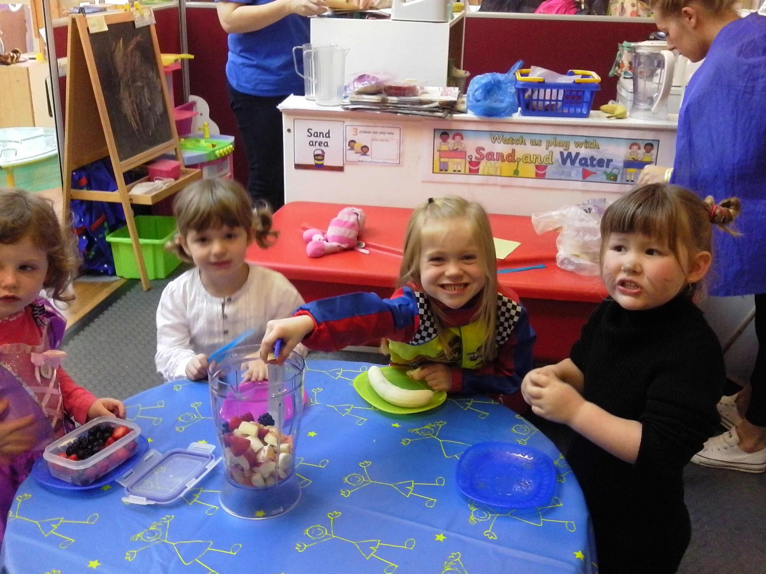 We added all the fruit and yoghurts to a whizzy blender!
