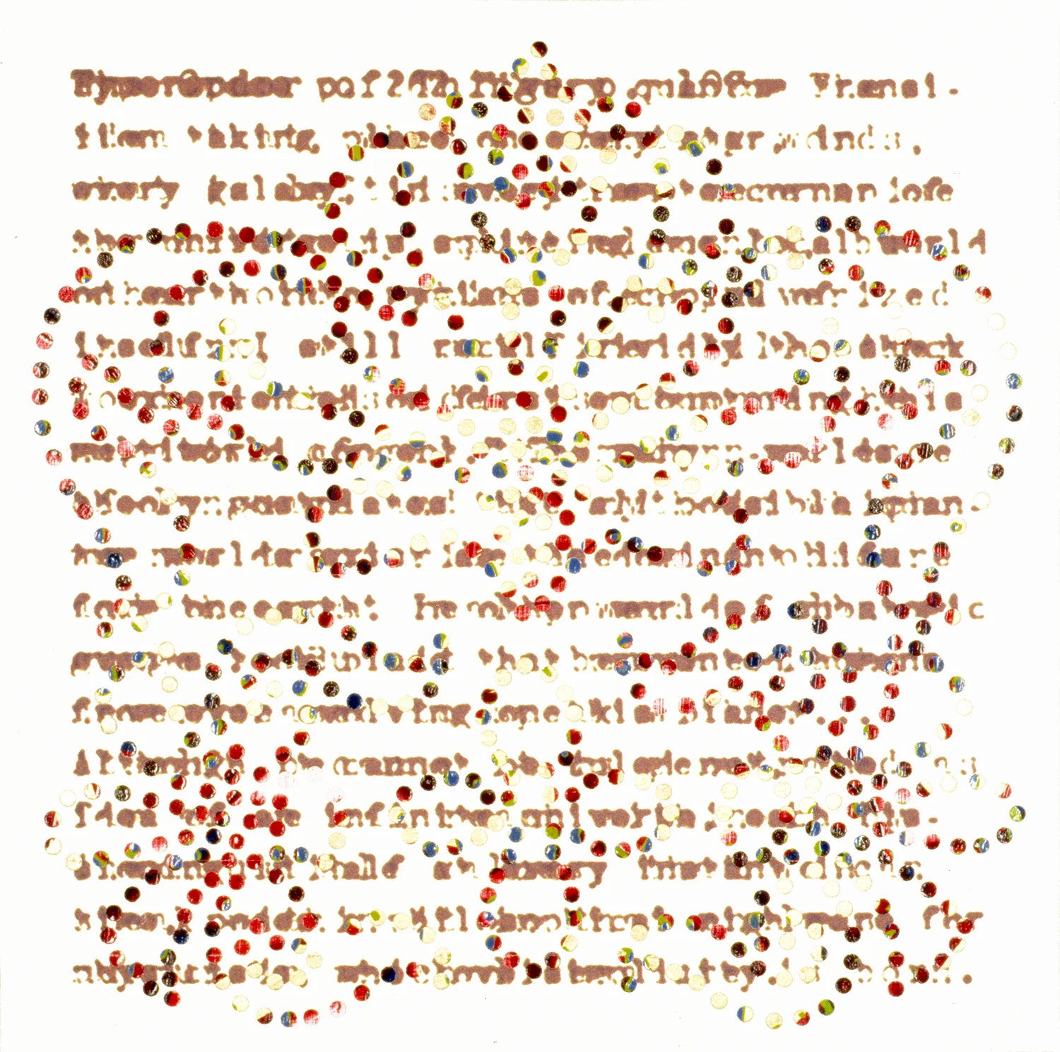 InexhaustibleValues, 2005, archival inkjet on hole-punched paper over oil on panel, 11” x 11” 