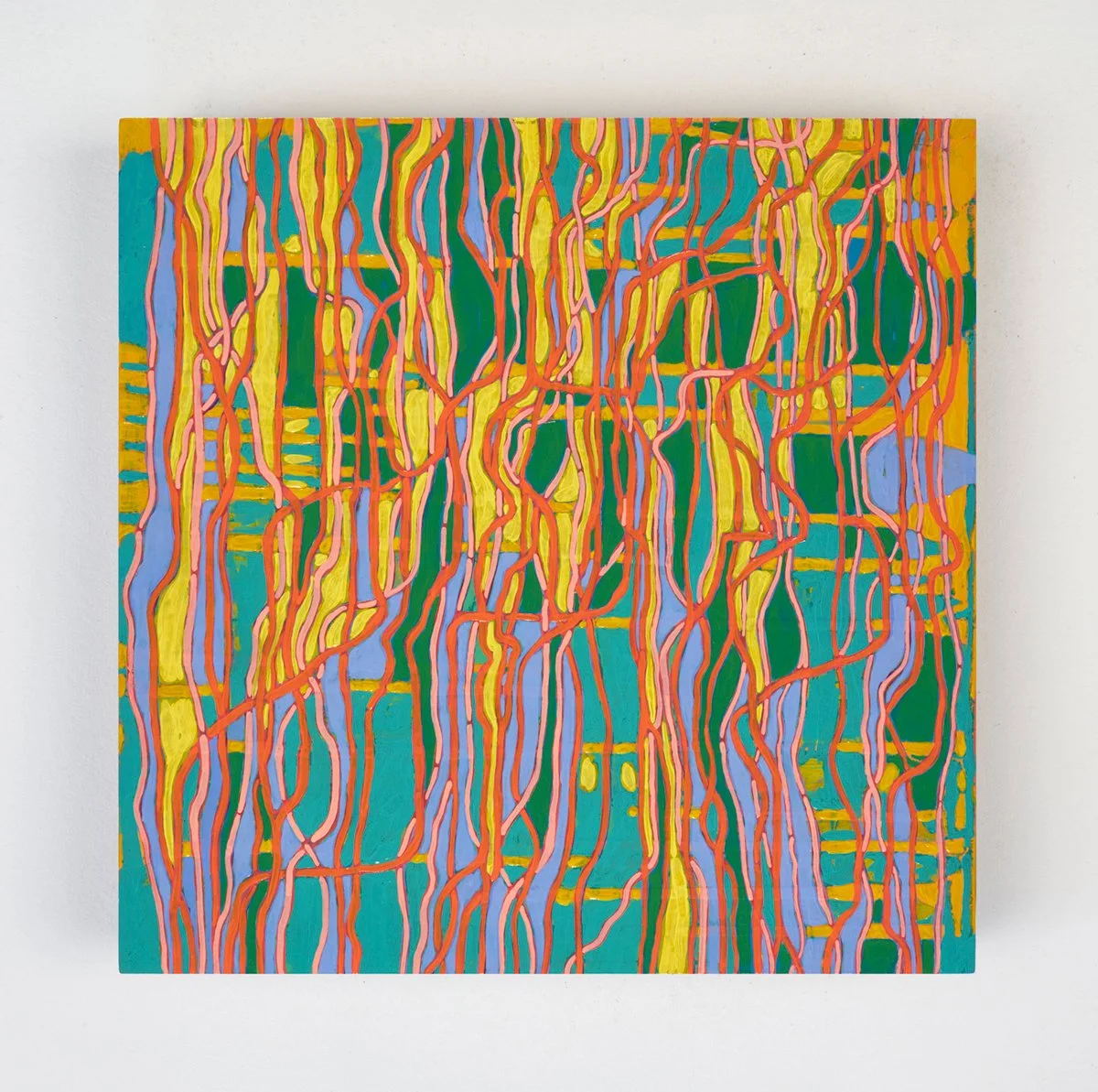   flow (red)  2019, oil on panel 11” x 11” 