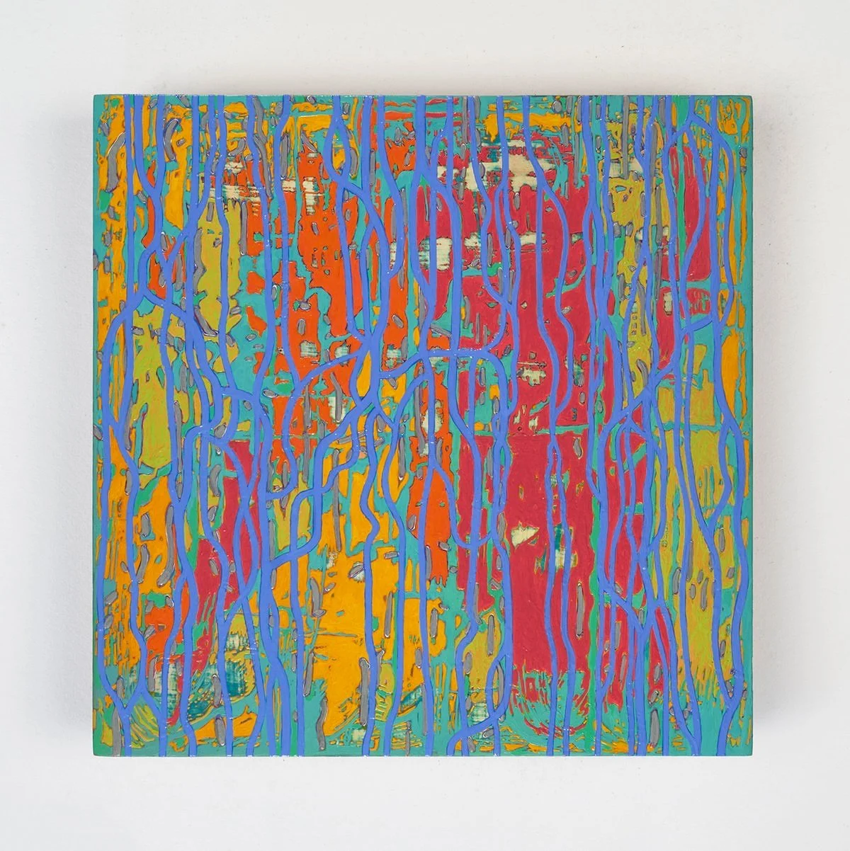   flow (blue)  2018, oil on panel 11.75” x 11.75” 