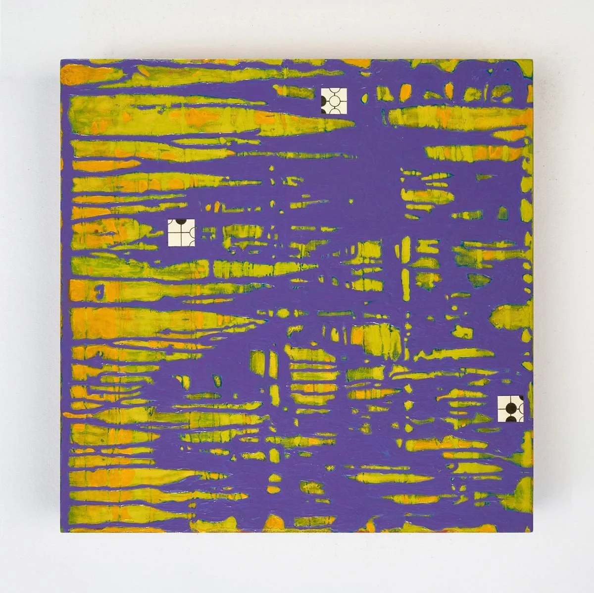   gō  2018, oil, archival inkjet on panel 11” x 11” 