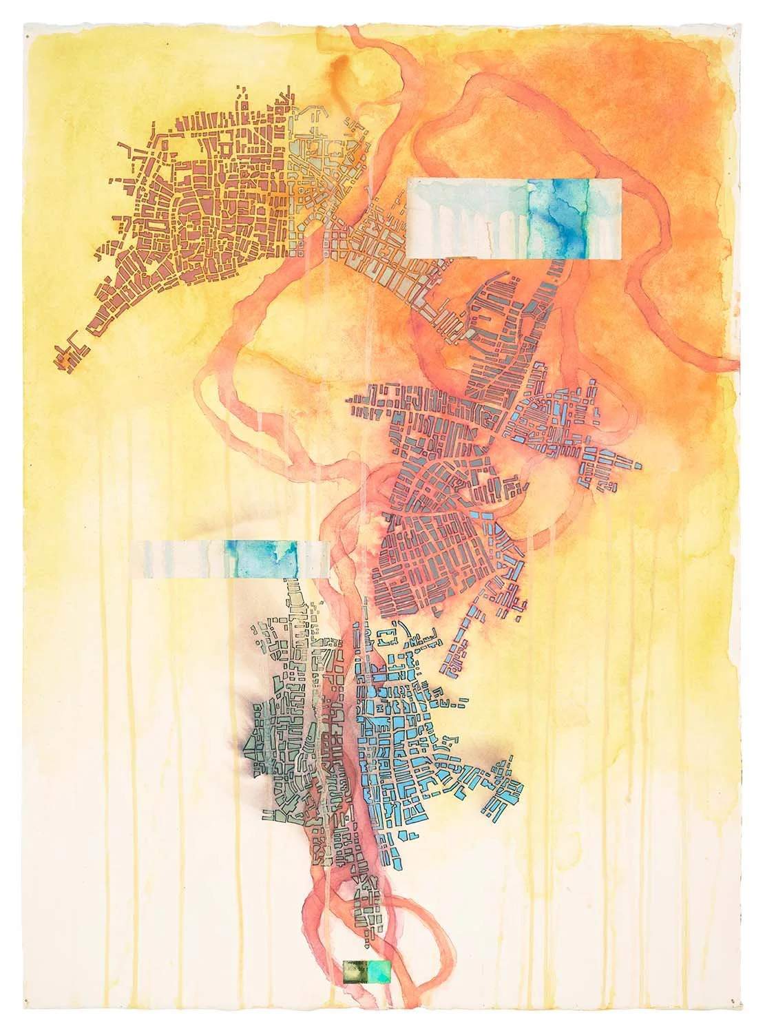   everywhere all at once   2026, ink and watercolor  on paper, 26 x 19” 