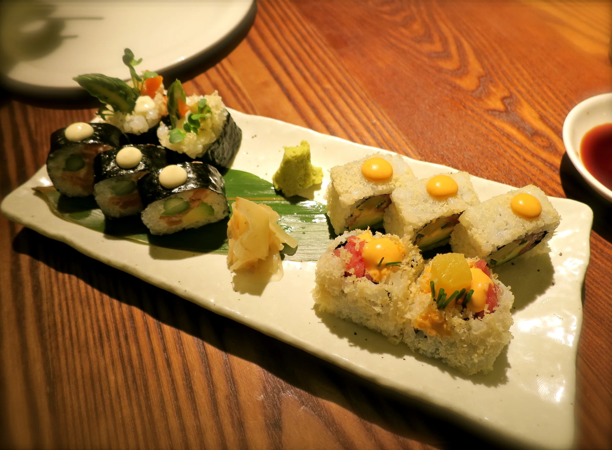 Spicy tuna roll and salmon avocado roll
