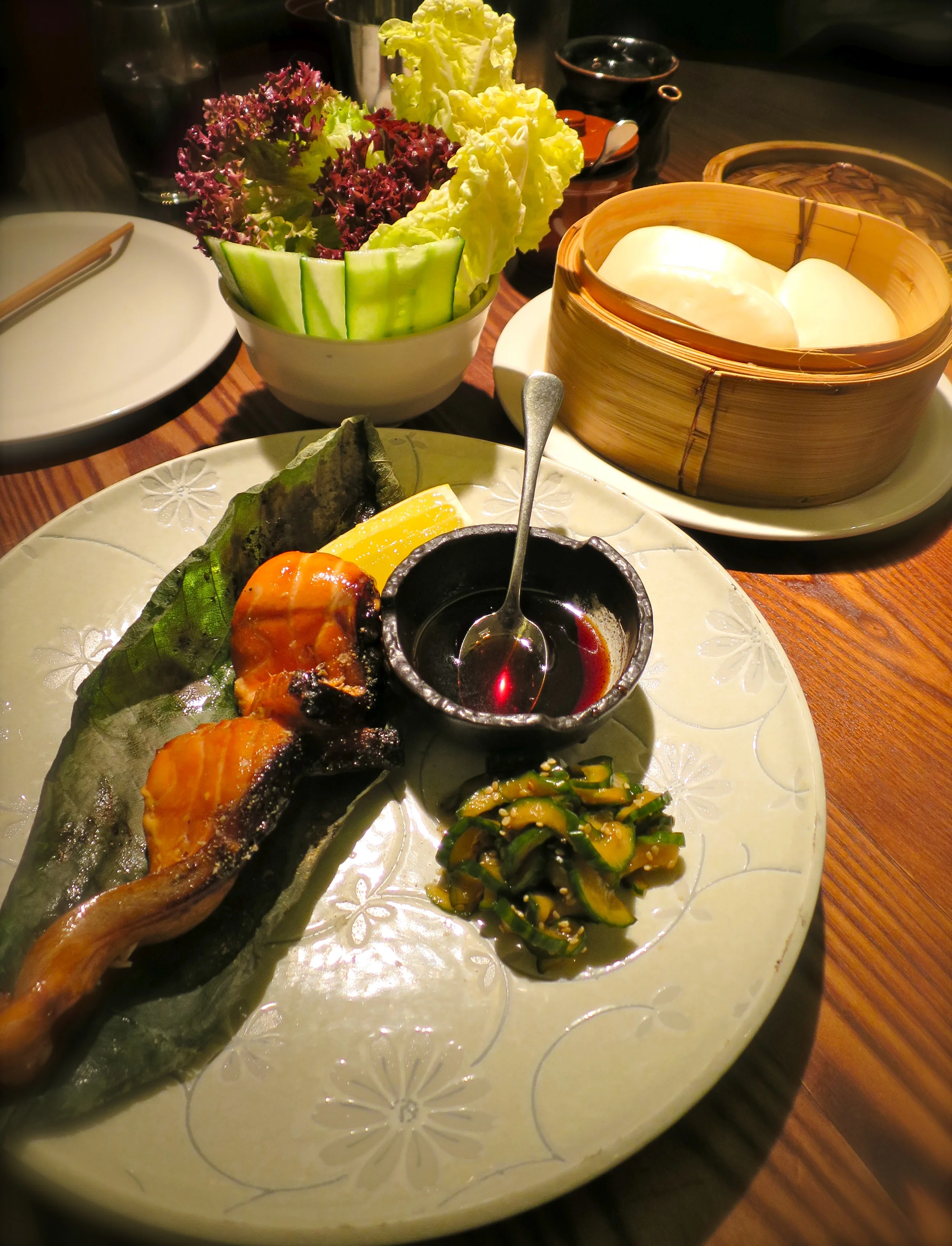 Salmon teriyaki - the flesh to accompany our buns!