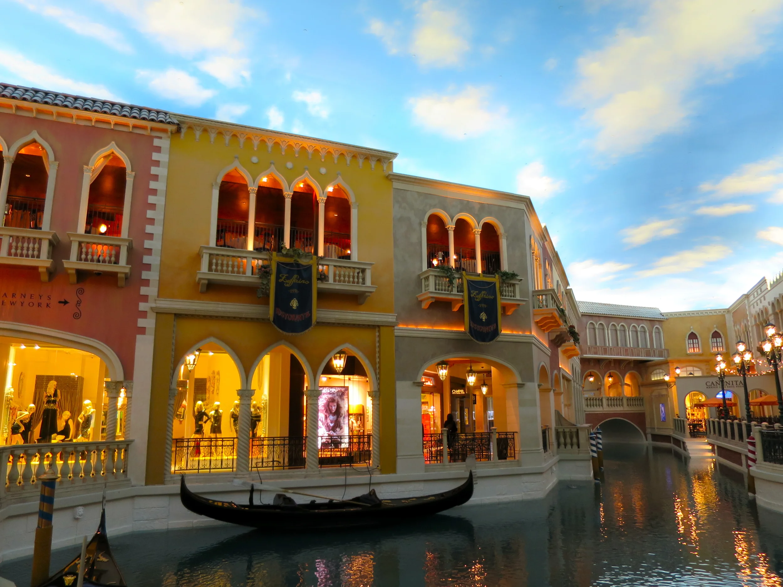 Gondola rides inside The Venetian.