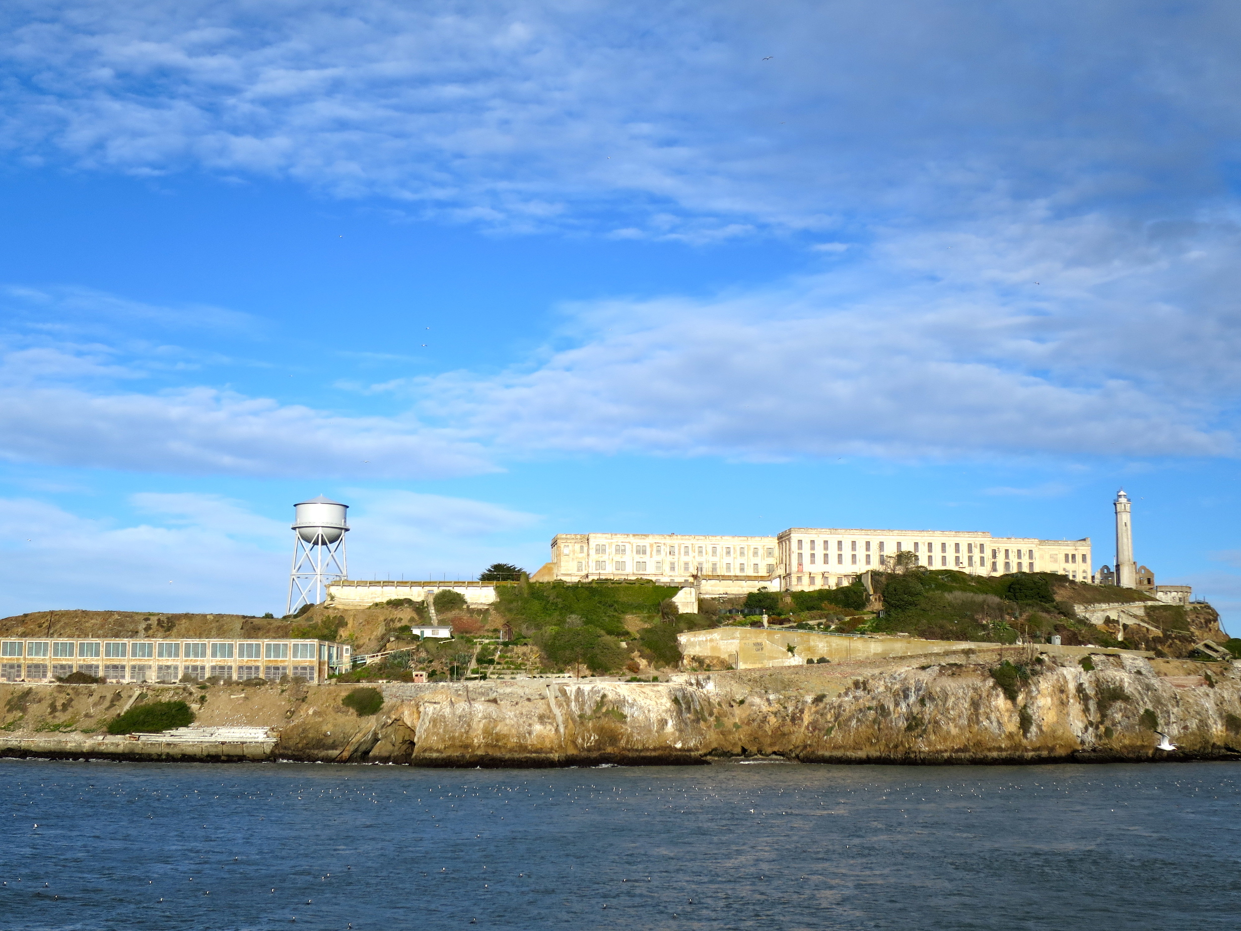 Alcatraz looms in the distance.