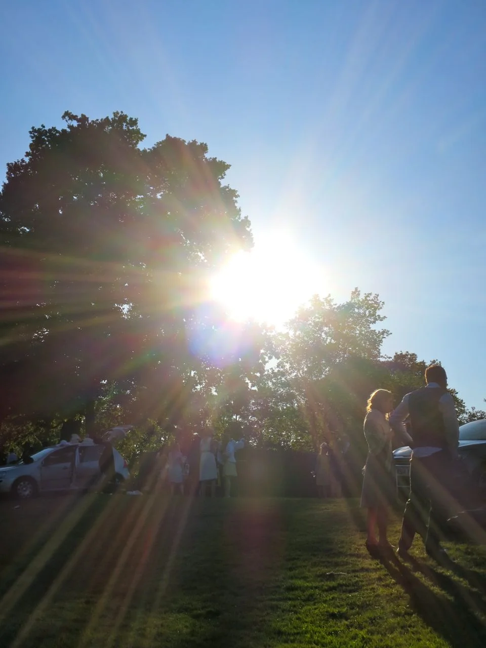 Enjoying a last glass of bubbly as the sun goes down over Ascot!
